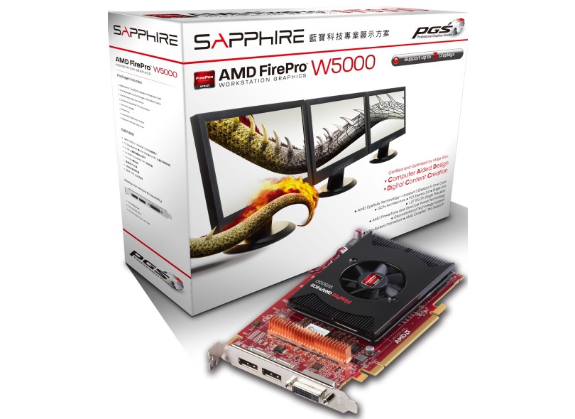 Placa de Video ATI FirePro ão possui W5000 DVI 2 GB DDR5 256 Bits Sapphire 31004-32-41R
