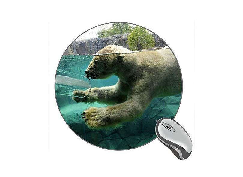 Mouse pad redondo de borracha para jogos Polar Bears