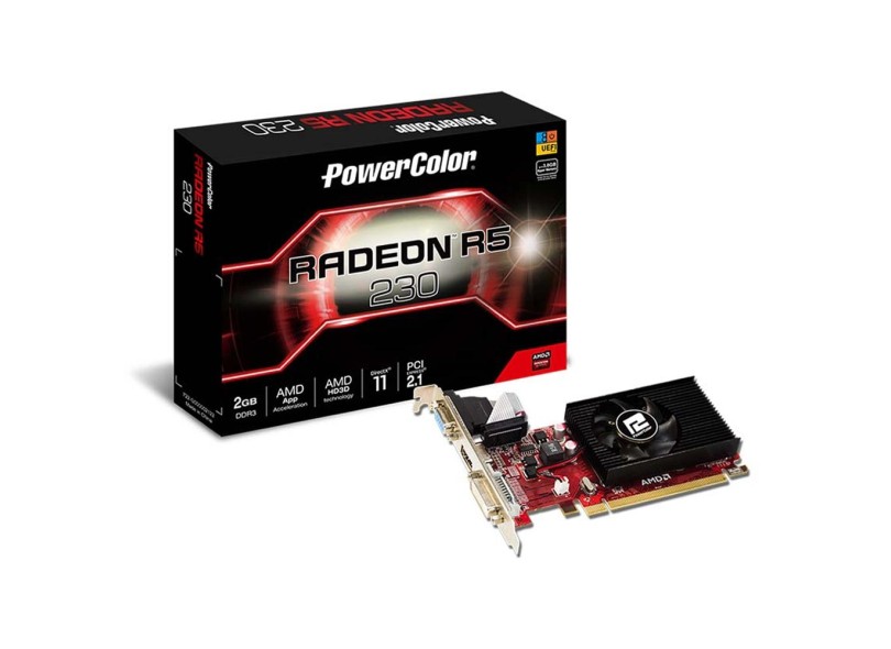 Placa de Video ATI Radeon R5 230 2 GB DDR3 64 Bits PowerColor AXR5 230 2GBK3-LHE