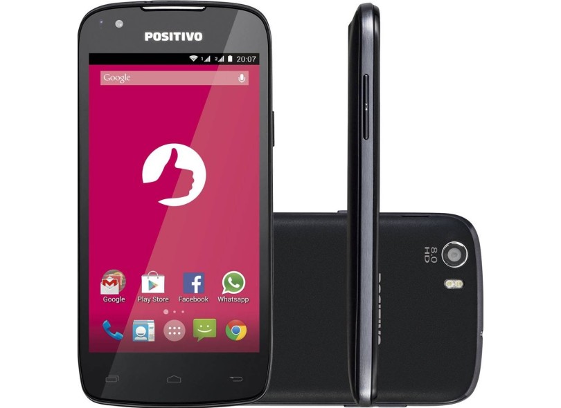 Smartphone Positivo S480 8,0 MP 2 Chips 8GB Android 4.4 (Kit Kat) Wi-Fi 3G