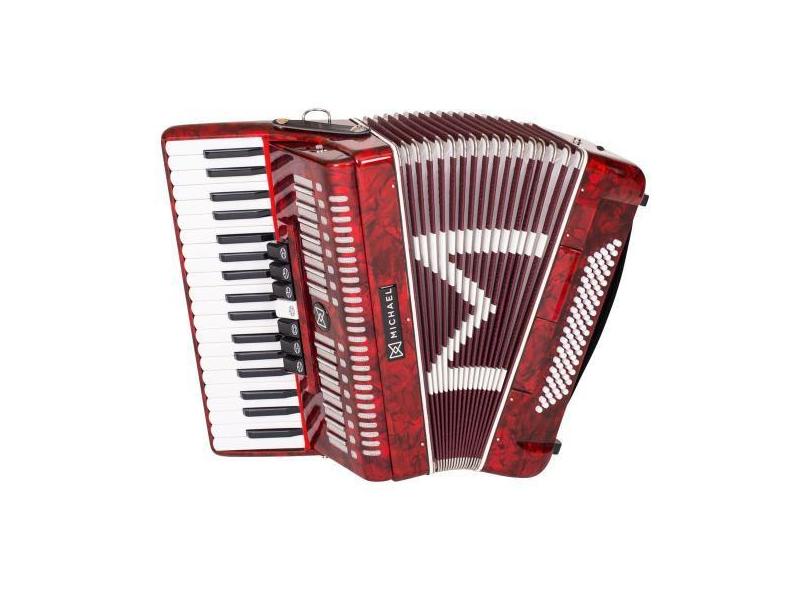 Acordeon 80 Baixos Michael Acm8007n Prd Vermelho Perola Case
