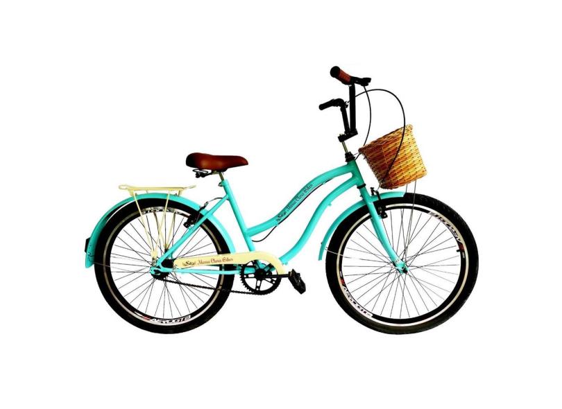 Bicicleta retrô passeio aro 26 com cesta sem marcha tiffany