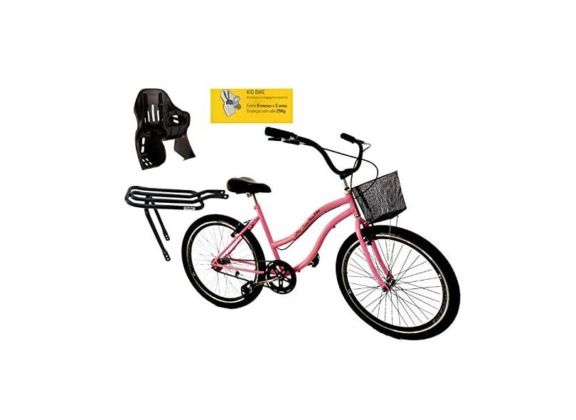 Bicicleta aro 26 feminina com cestinha cadeirinha s/marcha