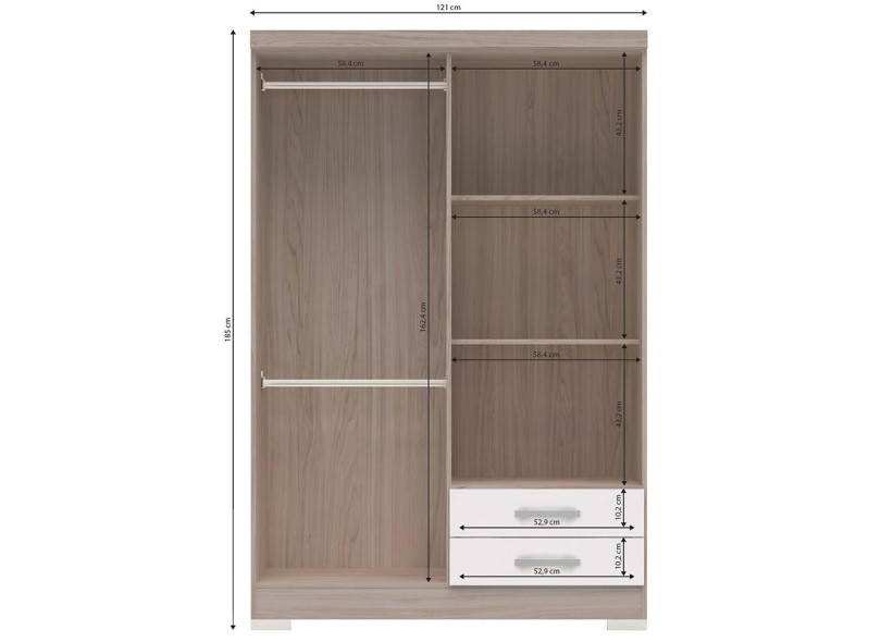 Guarda-Roupas Solteiro 4 Portas 2 Gavetas B524 Kappesberg