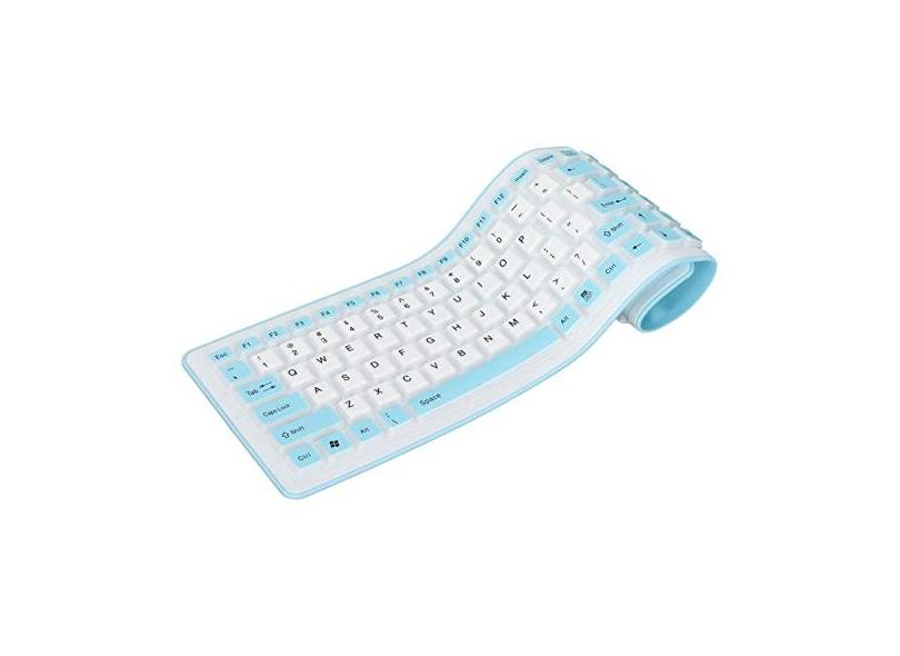 Teclado de Silicone Dobrável, 103 Teclas USB Com Fio à Prova D'água à Prova de Poeira, Teclado Rollup, Teclado Flexível Dobrável, Digitação Silenciosa e Macia para PC Notebook