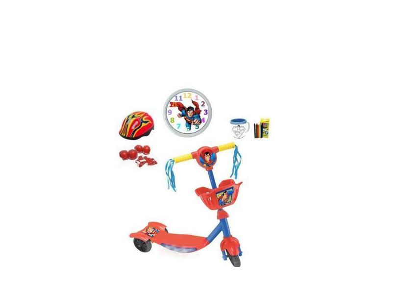 Patinete Infantil Superman - 4 Itens - Happy Kids