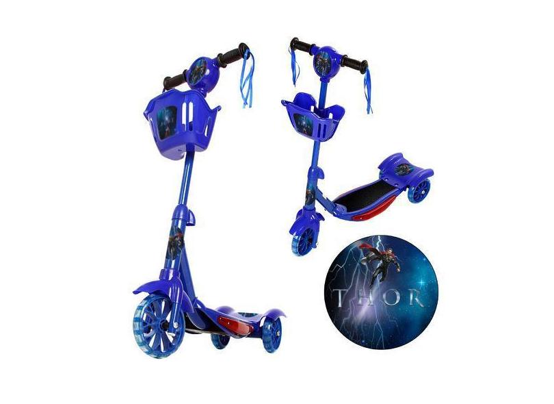 Patinete P Criança Marvel Thor Filme 3 Rodas Azul Brinquedo - Zein