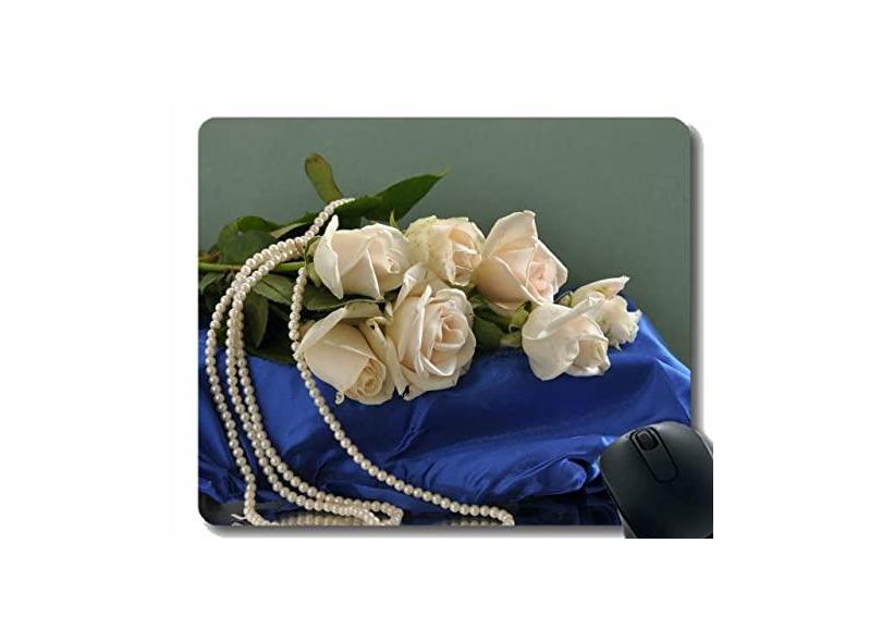 Mouse pad divertido personalizado, buquê de flores de rosas e pérolas, almofada de mouse pad para escritório