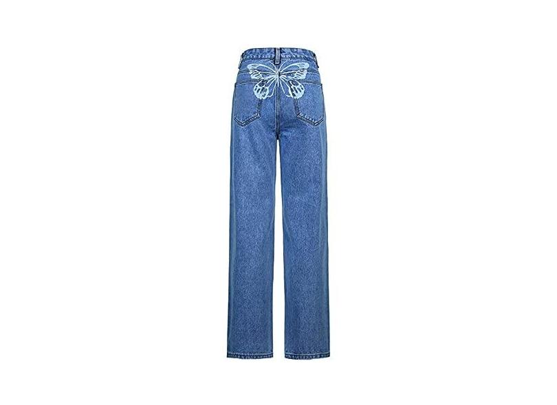 ADJ Jeans de cintura alta para mulheres Y2K Calça jeans folgada