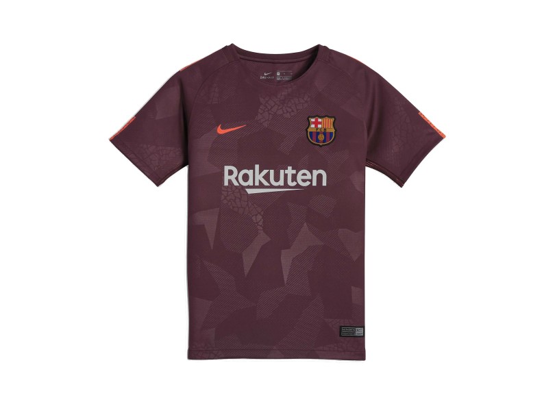 Camisa Torcedor Infantil Barcelona III 2017/18 Sem Número Nike