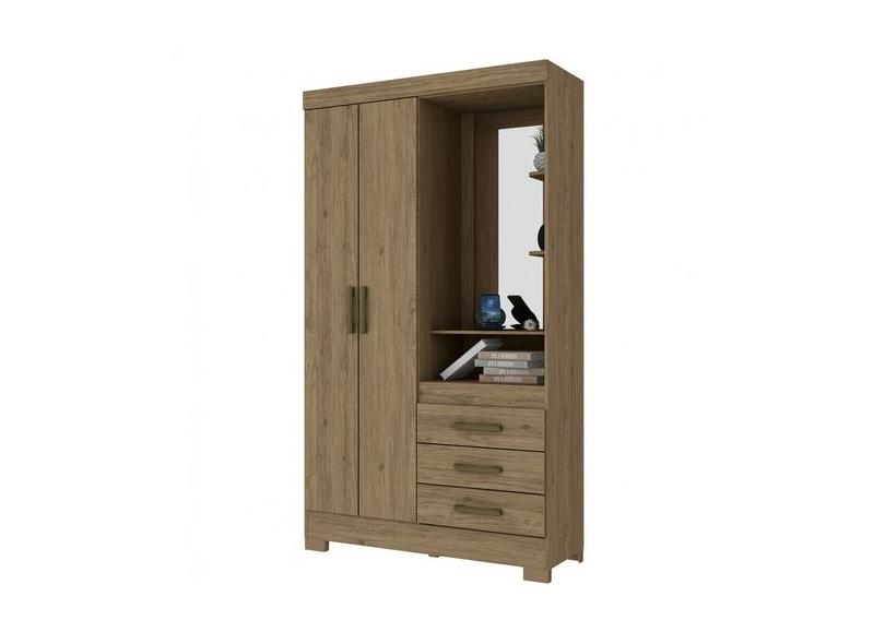 Guarda-Roupa Solteiro 2 Portas 3 Gavetas com Espelho Azura Siena Móveis
