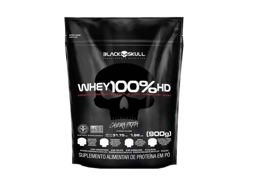 Whey Protein Concentrado 100% Hd Refil 900G Black Skull