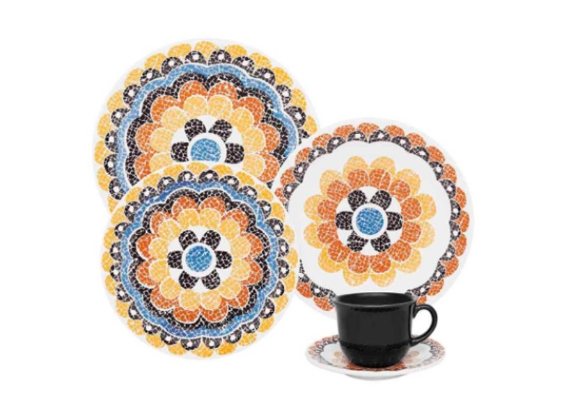 Aparelho de Jantar Redondo de Cerâmica 20 peças - Floreal Summer Oxford Porcelanas