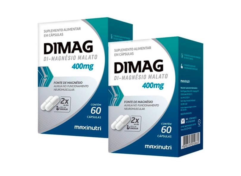 Kit 2 Dimag Di-malato de magnésio - 60 cápsulas - Maxinutri em Promoção ...