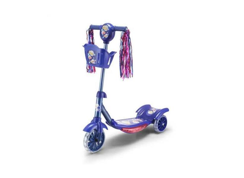 Patinete Infantil Luz De Led 3 Rodas Com Cesta Rosa Ou Azul - Cascavél