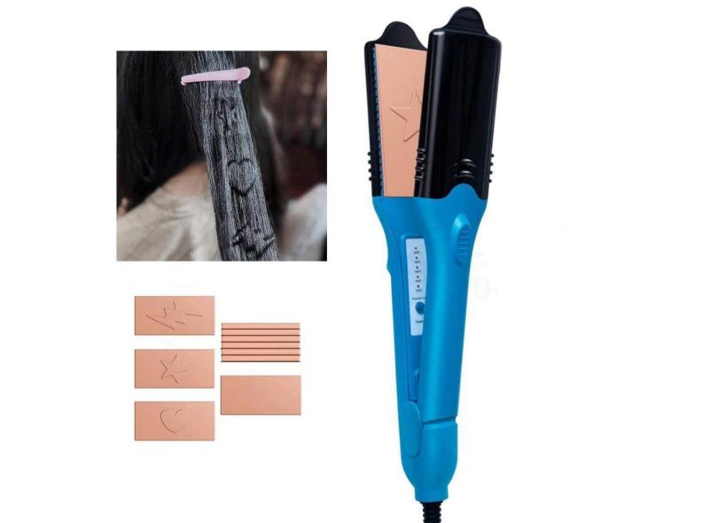 Prancha Alisadora Impressao 3D Ceramica Cabelo Penteado Desenho Raio Estrela Coraçao