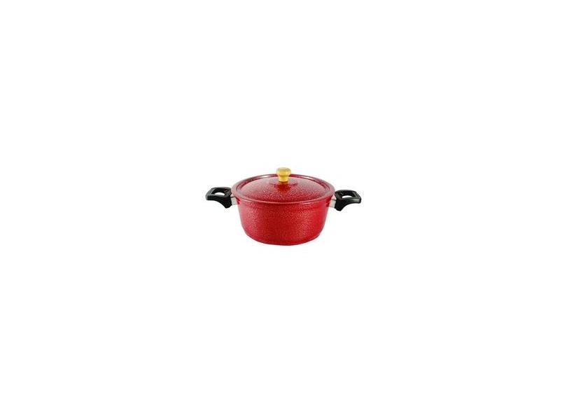 Caçarola Panela de Alumínio Craqueada Alça Baquelite Vemelha 18cm