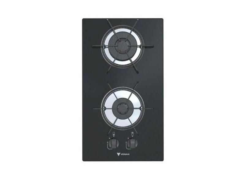 Cooktop a Gás Venax Líbero 2 Queimadores Vidro Preto 7266, Bivolt