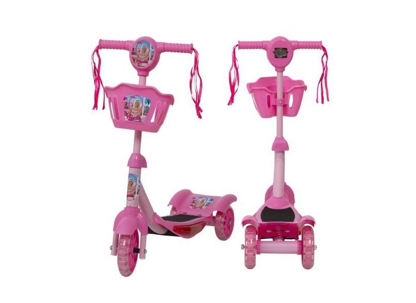 Patinete Infantil Feminino Barbie 20Kg Resistente Cestinha - Toys 2U