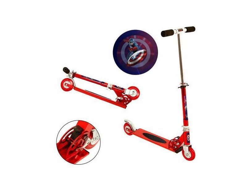 Patinete Scooter Captain America Marvel Vermelho De Alumínio