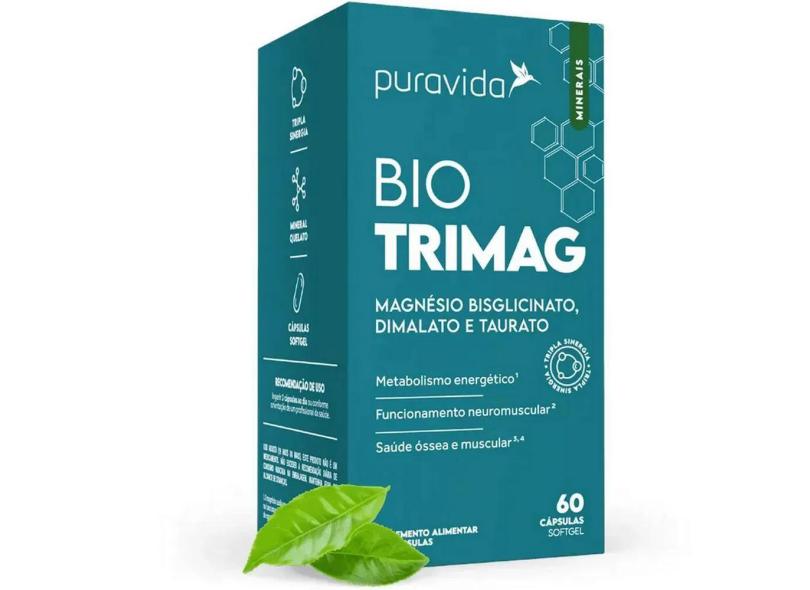 Bio Trimag - Magnésio Bisglicinato + Dimalato + Taurato - 60 Caps - Pura Vida