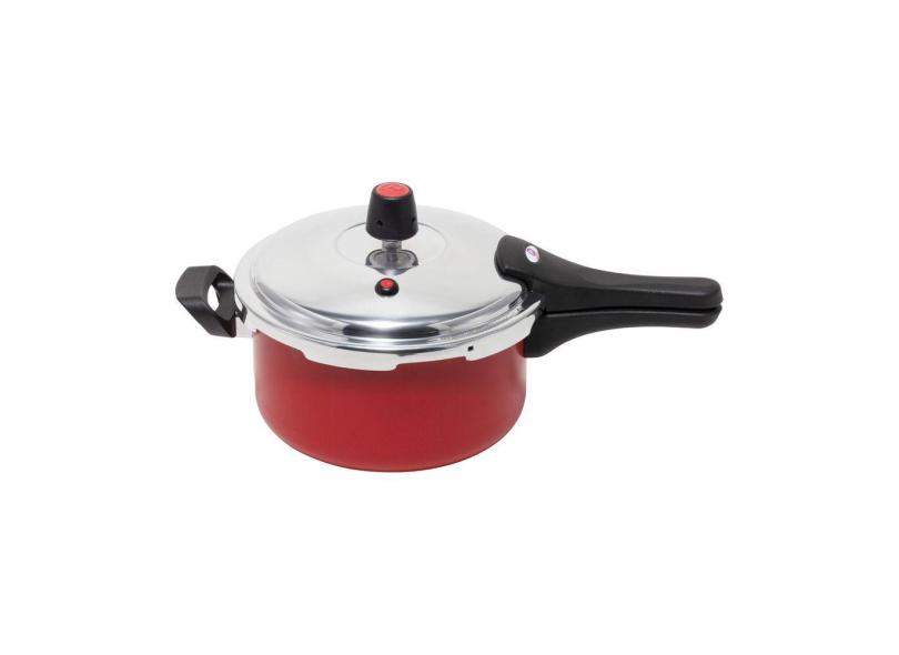 Panela de Pressao 3 Litros Fechamento Externo Pequena Aluminio Antiaderente Vermelho com Selo Inmetro e Perfeito Encaixe