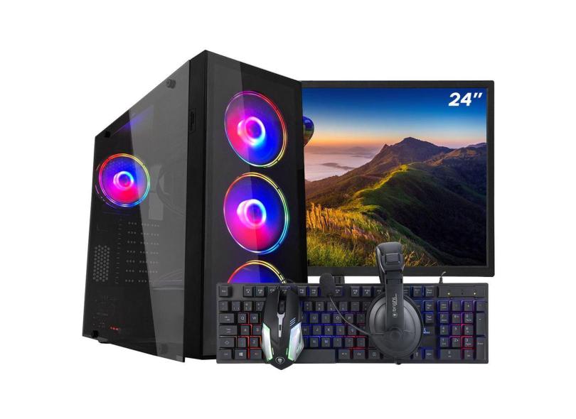 PC Gamer Completo Ark Monitor 24&quot; + Intel Core i7 6700 8GB GT 730 4GB SSD 480GB Linux Combo Gamer