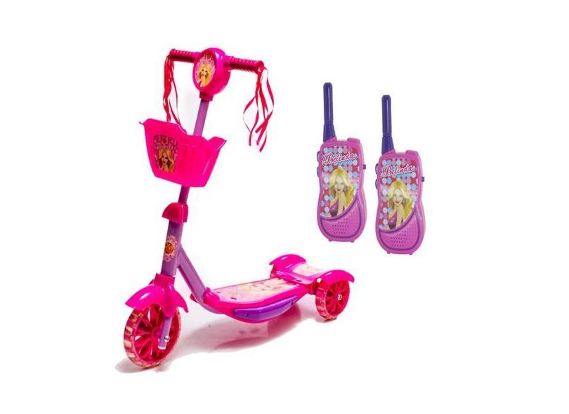 Patinete 3 Rodas E Cestinha Princesa Belinda E Walkie Talkie - DM Toys