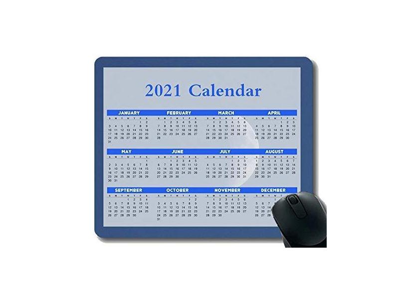 Mouse pad colorido para jogos de calendário ano 2021, fundo azul limpo dia claro campo liberdade mouse pads macios