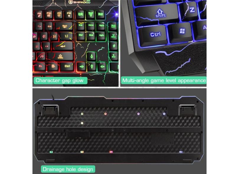 D620 104 Teclas Com Fio Mecânico Teclado e Mouse Combo LED ...
