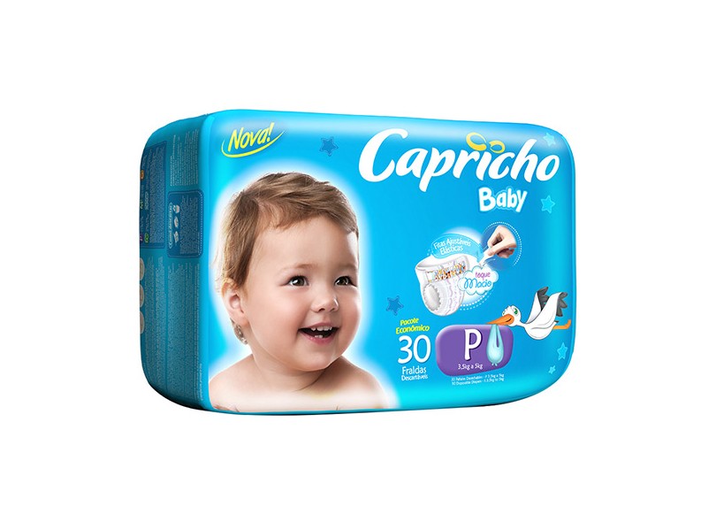 Fralda Capricho Baby Econômica 30 Und 3,5 - 5kg