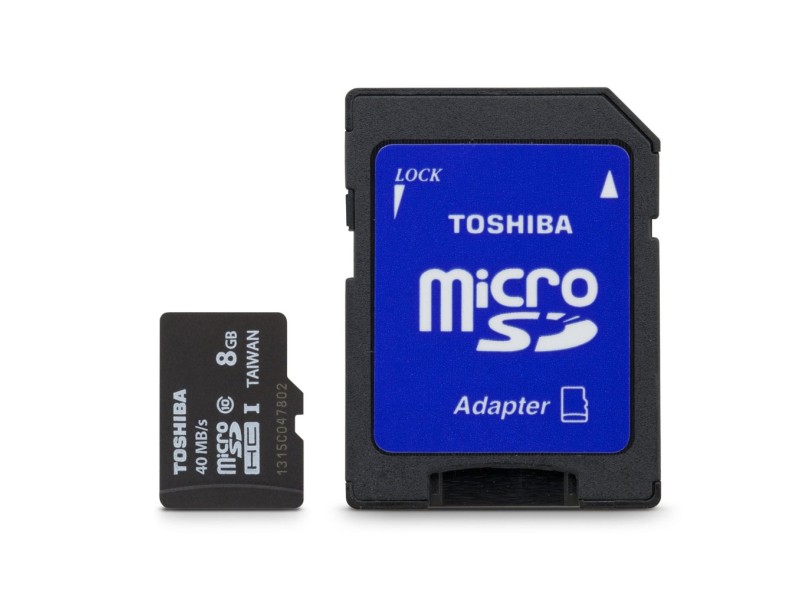 Cartão de Memória Micro SDHC com Adaptador Toshiba 8 GB SD-C08GCT2F-TBR