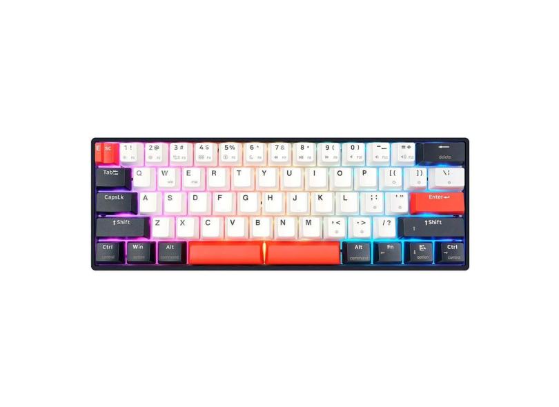 Teclado Gamer Skyloong Gk61 Qmkvia 60% Rgb Usb Hot Swap Switch Ktt Brown Preto