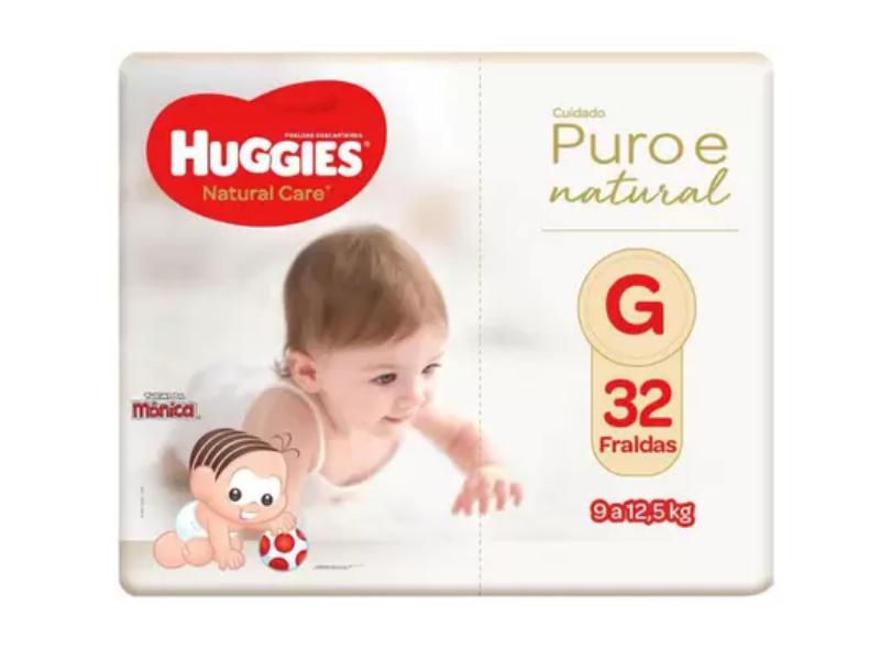 Fralda Huggies Turma da Mônica Natural Care G 32 Und 9 - 12,5kg