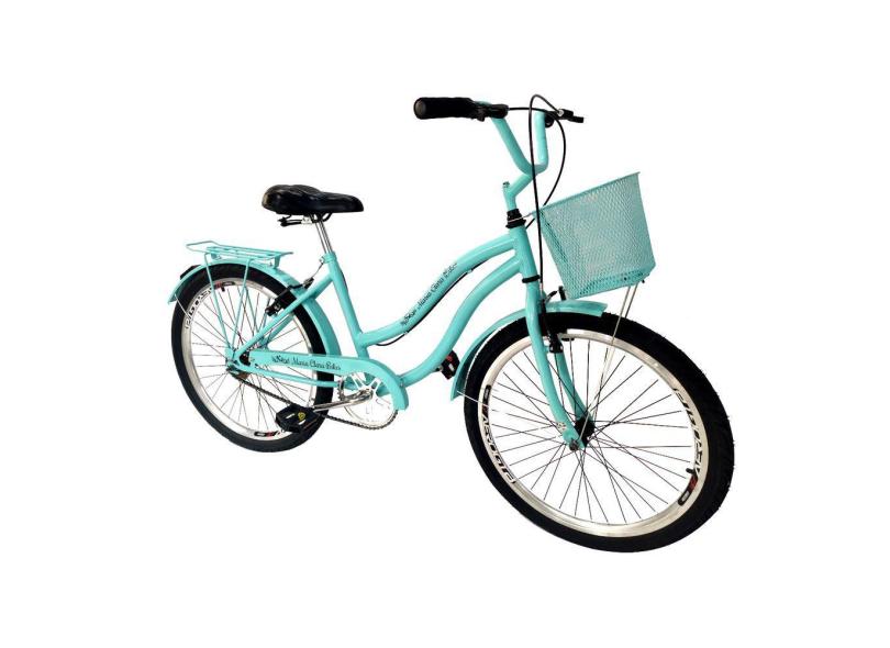 Bicicleta feminina aro 24 retrô cestinha sem marchas tiffany