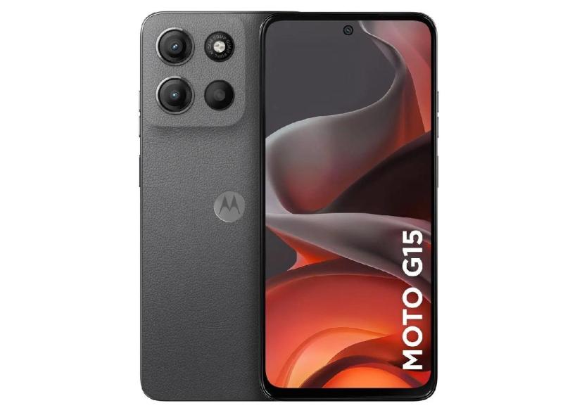 Smartphone Moto G15, 256GB, Tela 6.7, Câmera Traseira 50MP + 5MP, Grafite, motorola motorola