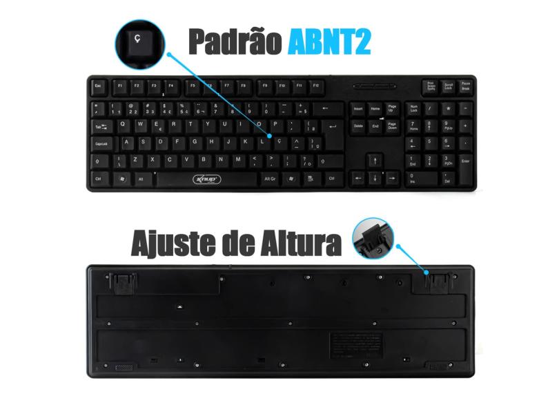 Teclado Usb Standard Padrão Pt Br Abnt 2 Com ç 107 Teclas Knup Kp 2044 Com O Melhor Preço é No 4147