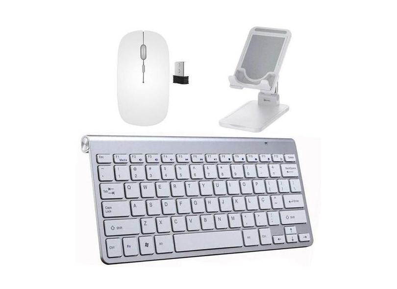 Teclado, Mouse Slim Sup Galaxy Tab S6 10.5 T860/T865 Branco - Skin Zab