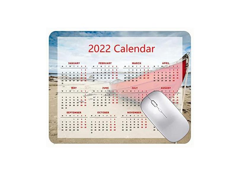 Mouse pad colorido calendário 2022 ano 2022 vermelho barco praia mouse pad borracha