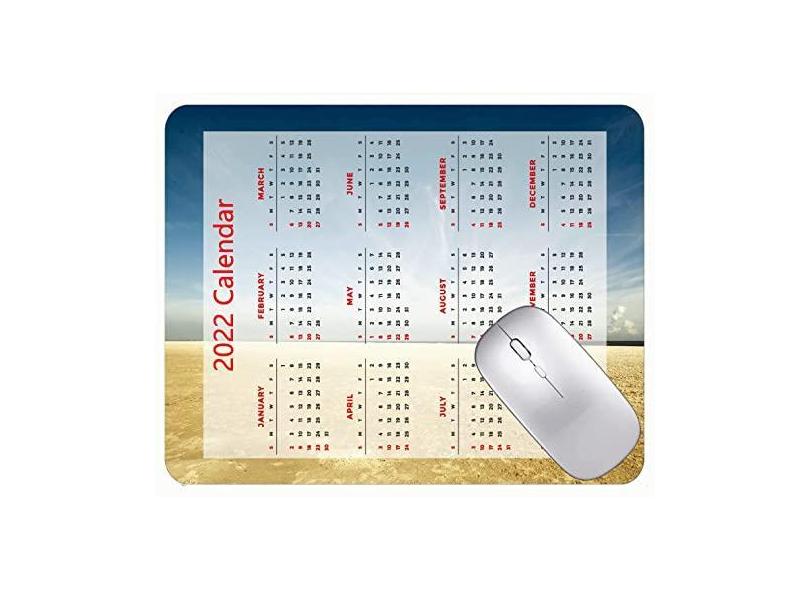 Mouse pad calendário 2022, fonte HD, mouse pad para jogos, praia, mar, costa, nuvens, base de borracha antiderrapante