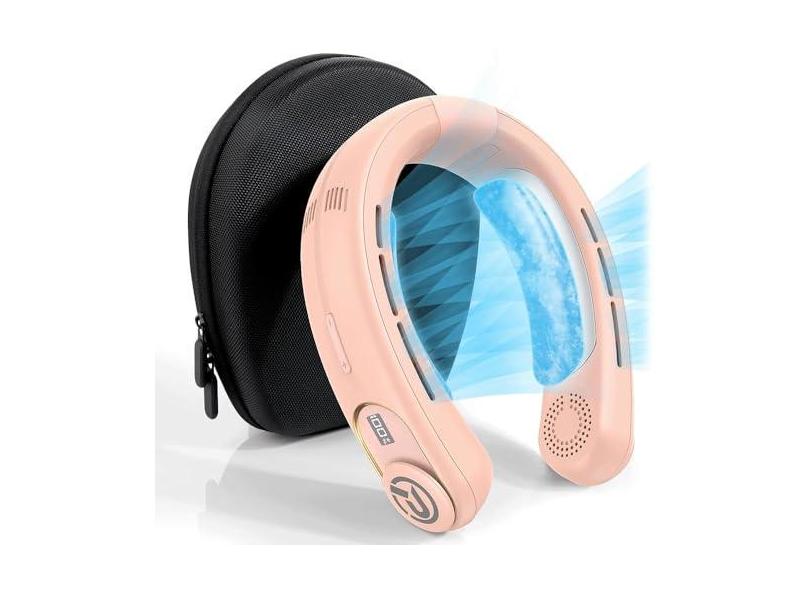 Ventilador de pescoço portátil ar-condicionado, ventilador pessoal operado por bateria recarregável de 5000 mAh, refrigerador de pescoço com mãos livres de 3 velocidades, ventilador de pescoço de