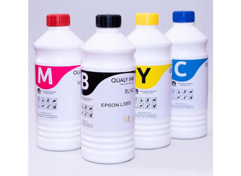 Kit 04 Cores Refil Tinta Para Impressora Ecotank Epson L380 Cmyk 4 ...