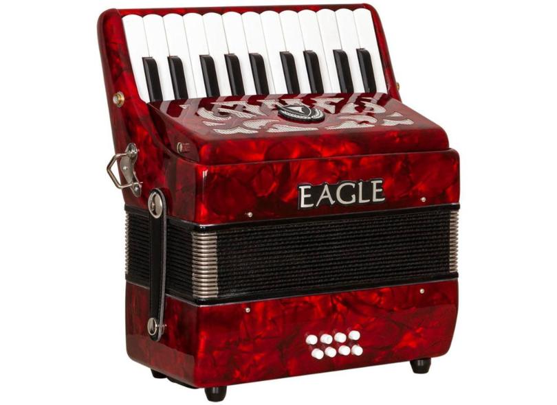 Acordeon Eagle 8 Baixos 22 Teclas Ega 8 Prd Vermelho Case