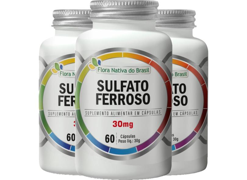 SULFATO FERROSO 3 X 60 CáPSULAS - FLORA NATIVA com o Melhor Preço é no Zoom