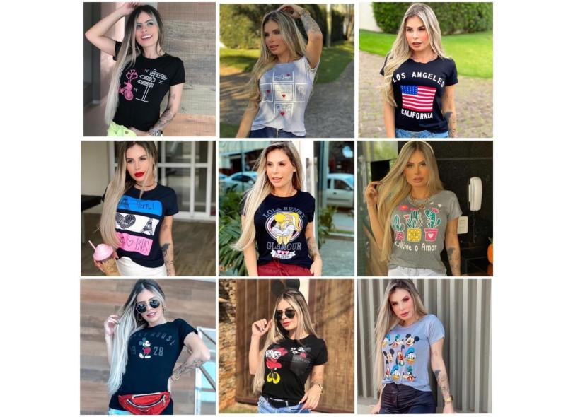Kit C/10 T-shirts Blusa Roupas Femininas Moda Blogueira Diversas