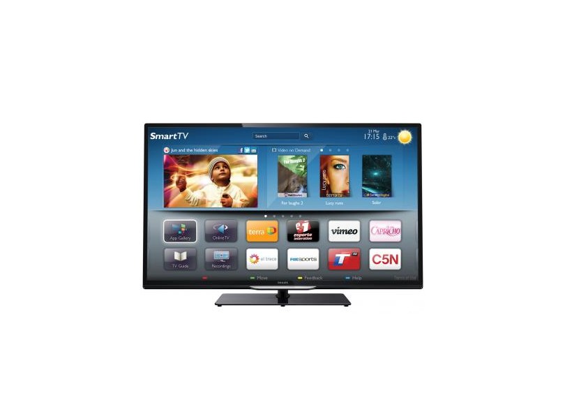 TV LED 46" Smart TV Philips Série 4000 Full HD 3 HDMI Conversor Digital Integrado e Interativo (DTVi) 46PFL4508G/78