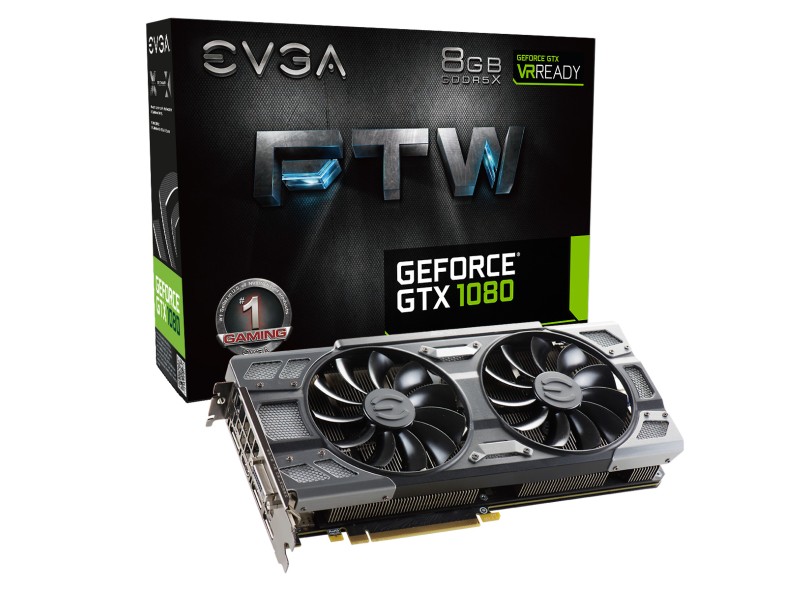 Placa de Video NVIDIA GeForce GTX 1080 8 GB GDDR5X 256 Bits EVGA 08G-P4-6286-KR
