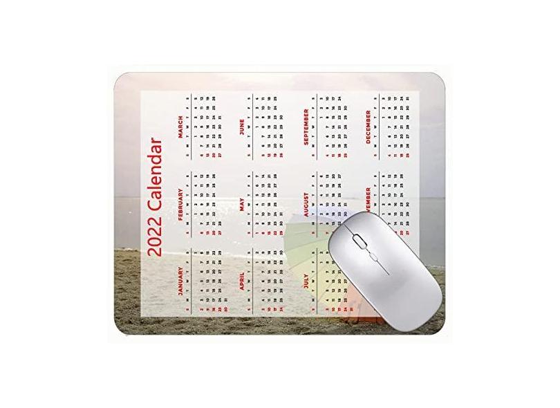 Mouse pad de calendário 2022, mouse pad para jogos, praia, guarda-chuva, mouse pad colorido para escritório