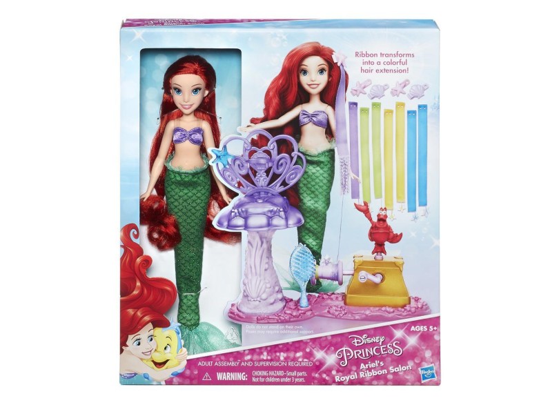 Boneca Princesas Disney Royal Ribbon Salon Ariel Hasbro