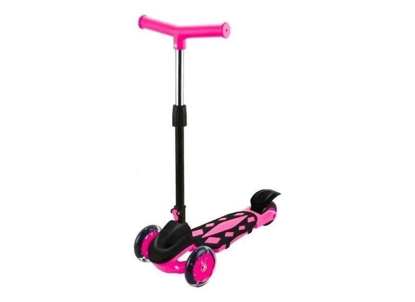 Patinete Com 3 Rodas Radical New Até 40Kg Ajuste Altura Rosa